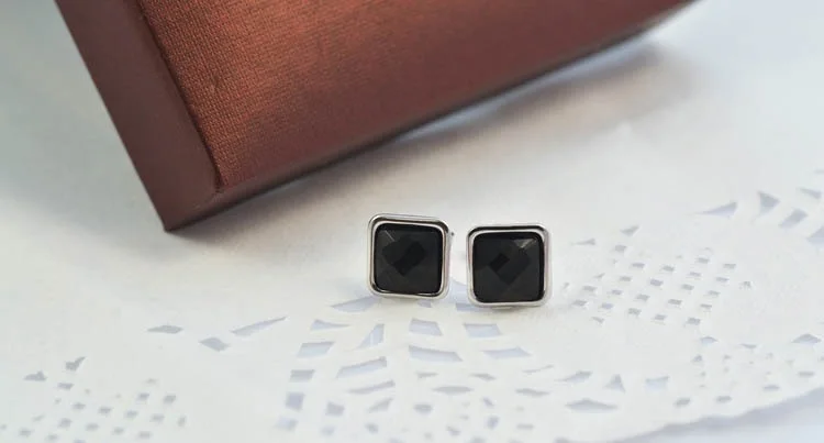 Серьги гвоздики унисекс с черными кристаллами JS1012|crystal stud earrings|stud earringsjewelry earrings |