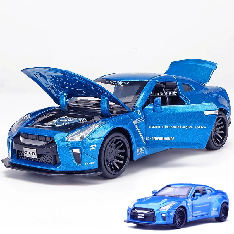 Blue 1:32 miniauto diecasts gtr Игрушечная модель автомобиля Авто oyuncak игрушки для детей гоночный автомобиль спортивный гоночный GT-R LV-N148 - Цвет: Blue