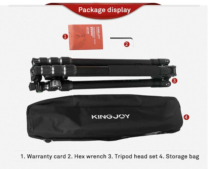 KINGJOY официальный G55 Профессиональный портативный штатив из углеродного волокна комплект монопод стенд шаровая Головка для путешествий DSLR камера фотосъемка