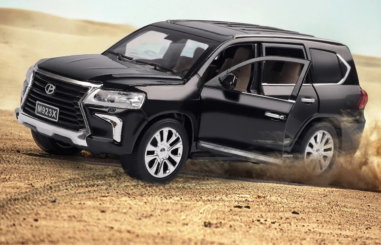 Горячая 1:24 масштабные колеса литой автомобиль toyota lexus suv lx570 металлическая модель с светильник и звуком вытяните назад игрушки коллекция для подарков