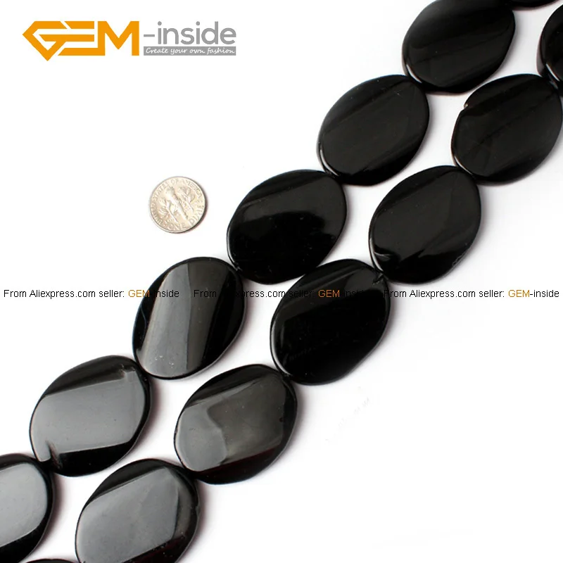 Круглые овальные черные бусы из камня Агата 13-20 мм с натуральной витой