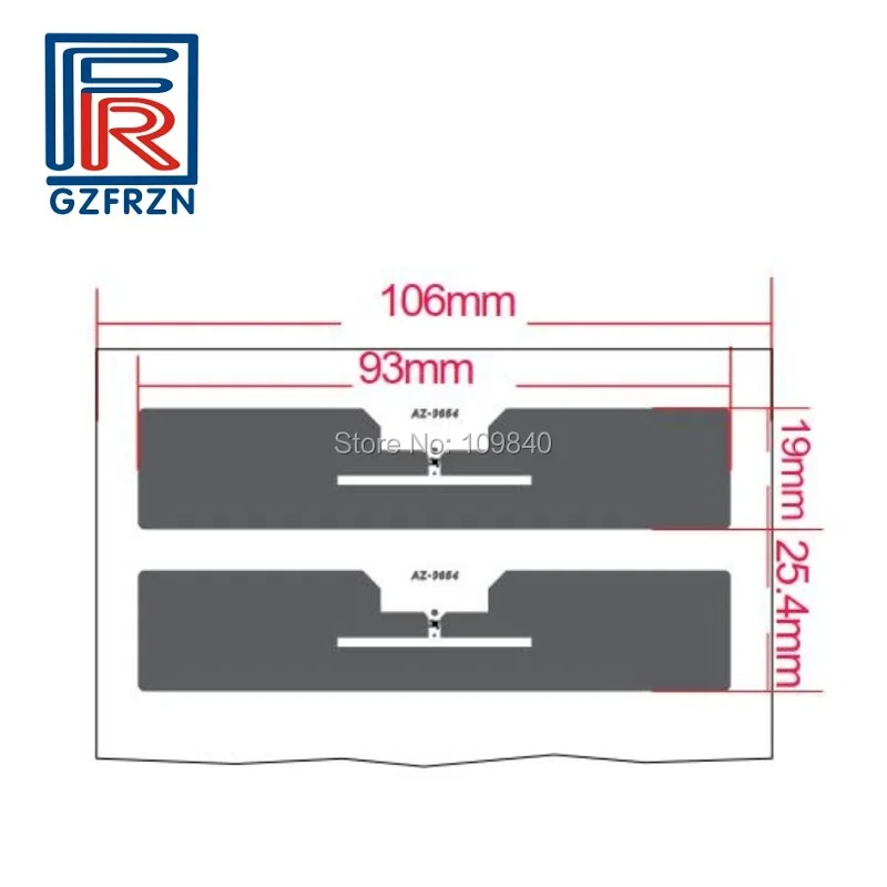 200 шт./рулон ISO18000 6C ПЭТ наклейка на лобовое стекло/Этикетка/карты UHF пассивные rfid