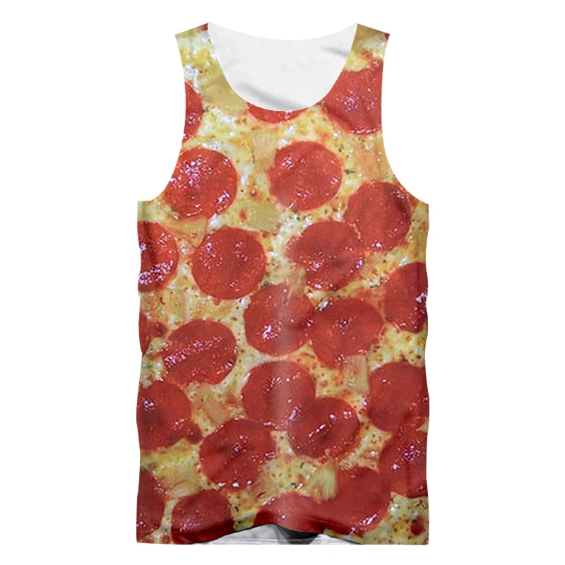 CJLM Unisex Shirt Jerseys Summer Fashion Men 3d Amazing Print Pepperoni Pizza Tank Top Homme Hip Hop Vestido Sleeveless Vest 5XL | Мужская