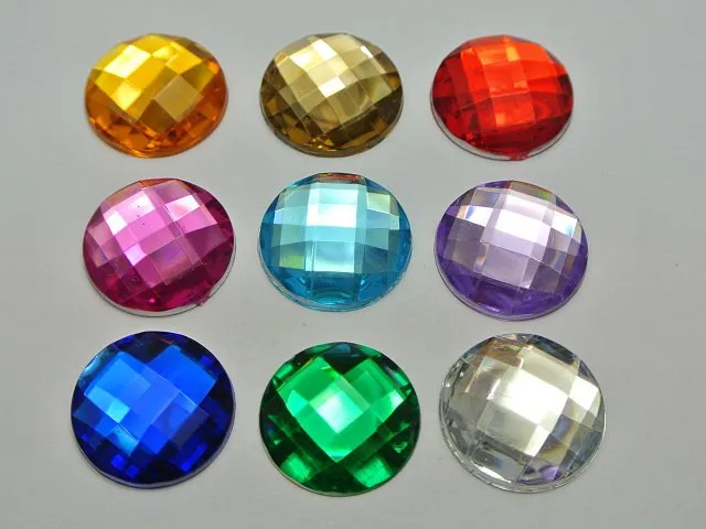 Круглые акриловые бусины без отверстий большие смешанные цвета стразы с плоским