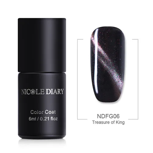 NDFG06 NICOLE DIARY 6 мл Лак для ногтей гель металлик Хамелеон голографический кошачий глаз гель лак для УФ лампы Магнитный художественный Лак Блеск - Цвет: NDFG06