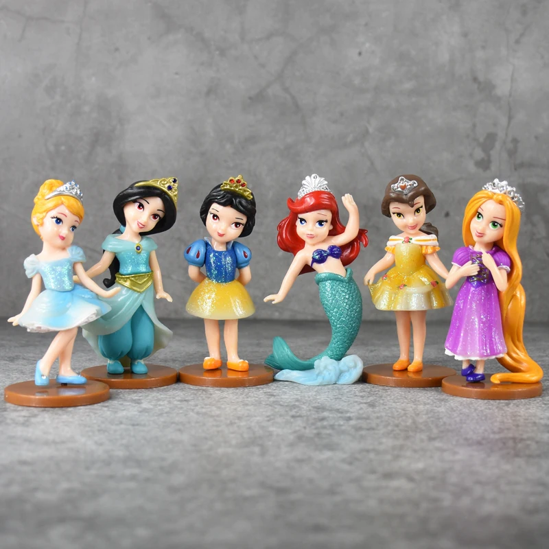 Disney 6pcs/Set Princess Pvc Action Figures Doll Toys Mermaid Cinderella Snow White Decoration Children Gift | Игрушки и хобби