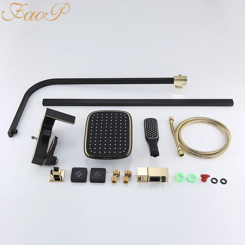 

FAOP Shower system black faucet for bathroom mixer waterfall shower rain shower set bathroom faucet mixer