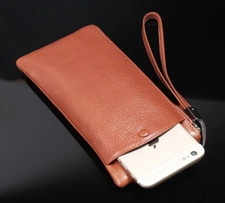 Ремень ручной карты кошелек из натуральной кожи коровы мобильный телефон case
