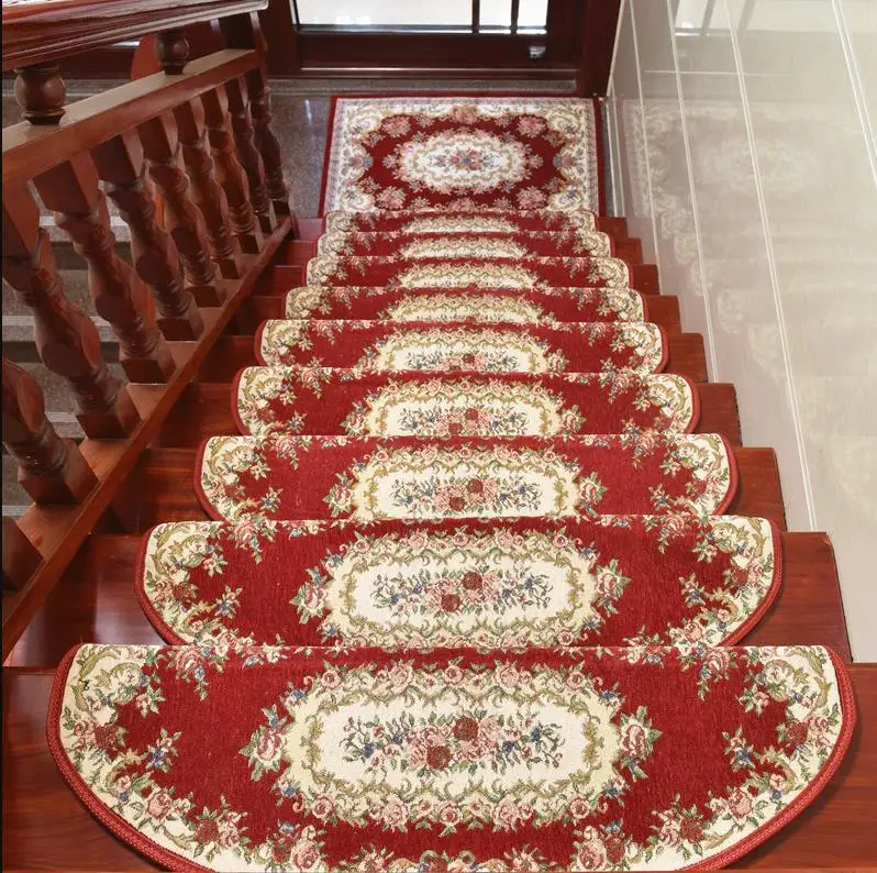 029 Red Wine 24X75 см Европейский жаккардовый лестничный Ковер Коврик противоскользящий ванная комната ковер отель лестничный ковер домашний вход/Коврик для прихожей напольный ковер - Цвет: 029 Red Wine