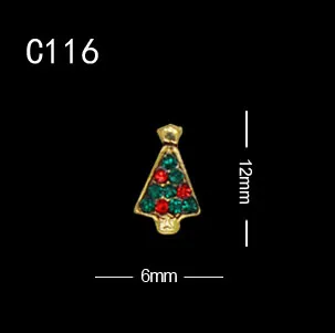 C116 10 шт./лот Рождественская елка шляпа снеговик Санта Клаус украшения для ногтей сплав Металл DIY 3D аксессуары из стразов - Цвет: C116