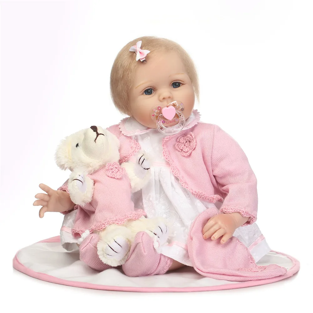 22 '&#x27Bebe живой Reborn bonecas укорененный блонд мохеровый реалистичный силиконовый Baby