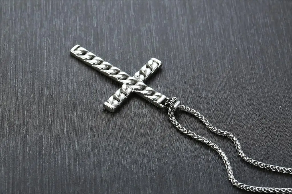 High Quality Men Cross Necklace Stainless Steel 60CM Chain Jesus Prayer Crucifix For Wome Best Gifts | Украшения и аксессуары
