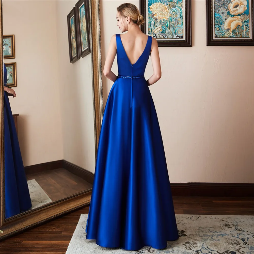 Женское вечернее платье CEEWHY атласное с открытой спиной и бисером для выпускного