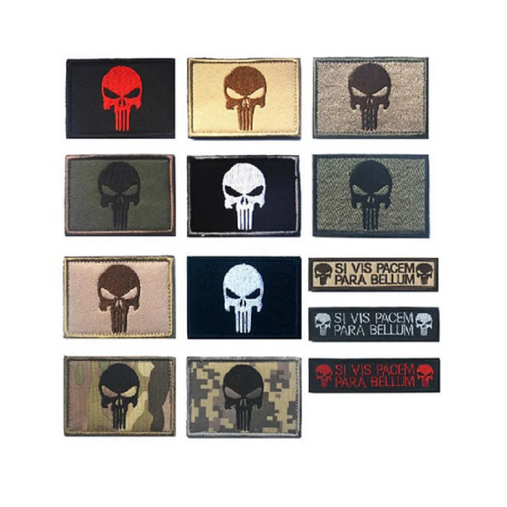 

Skeleton Skull Patch SI VIS PACEM PARA BELLUM Embroidery Patch Badges The Division/American Flag Patches
