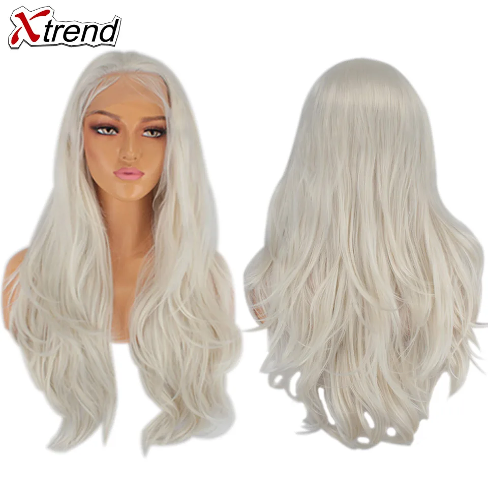 Xtrend синтетический парик на кружеве Длинные розовые медные красные фиолетовые оранжевые Зеленые Белые парики для черных женщин волнистые волосы женские Peruca