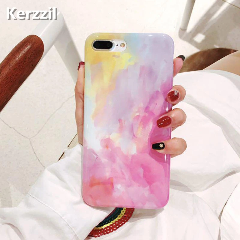 Kerzzil Candy Color Graffiti Case For iPhone 6 6s Colorful Painting Soft TPU Girl Cases Cover 7 8 Plus Funda |