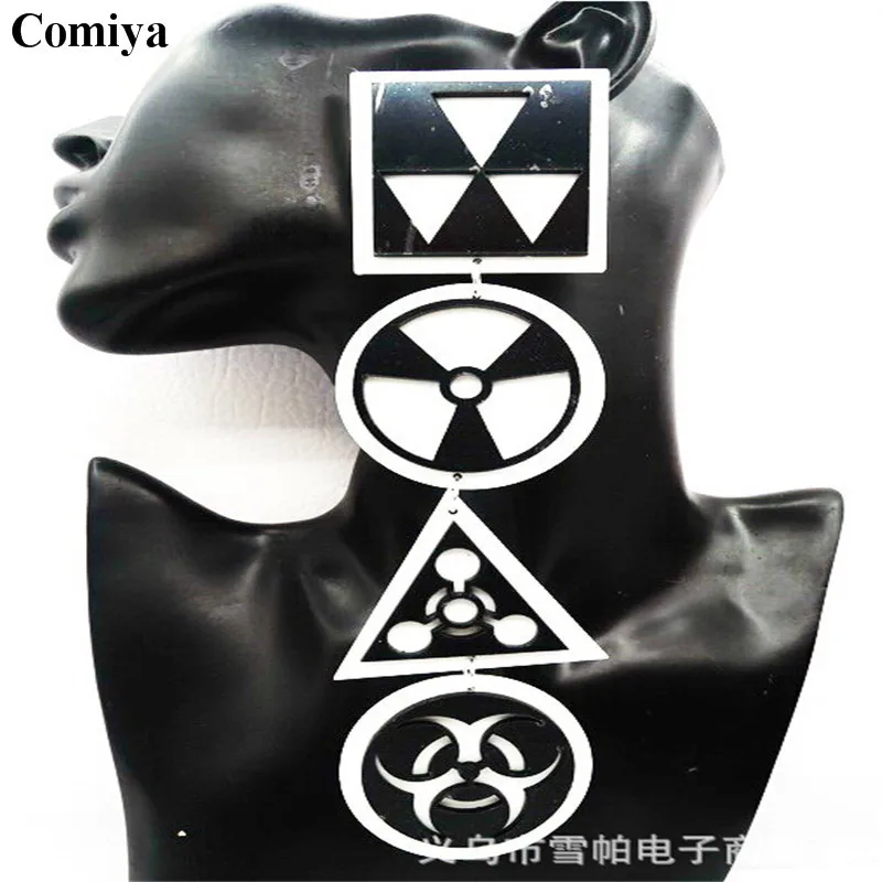 Большие длинные геометрические черные белые серьги капли летние увеличенные