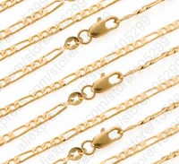 wholesale 10pcs figaro necklace 18 26 yellow gold filled chain with lobster clasps man body jewelry accessoies nice