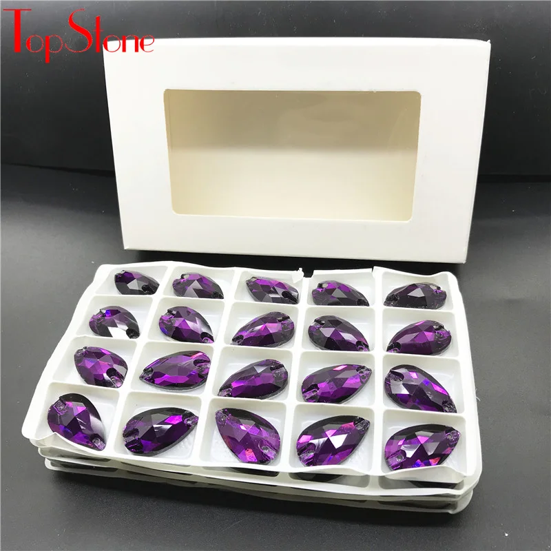Drop Purple Velvet Sew Стразы плоские стеклянные кристаллы стразы слезы шитье хрустальных