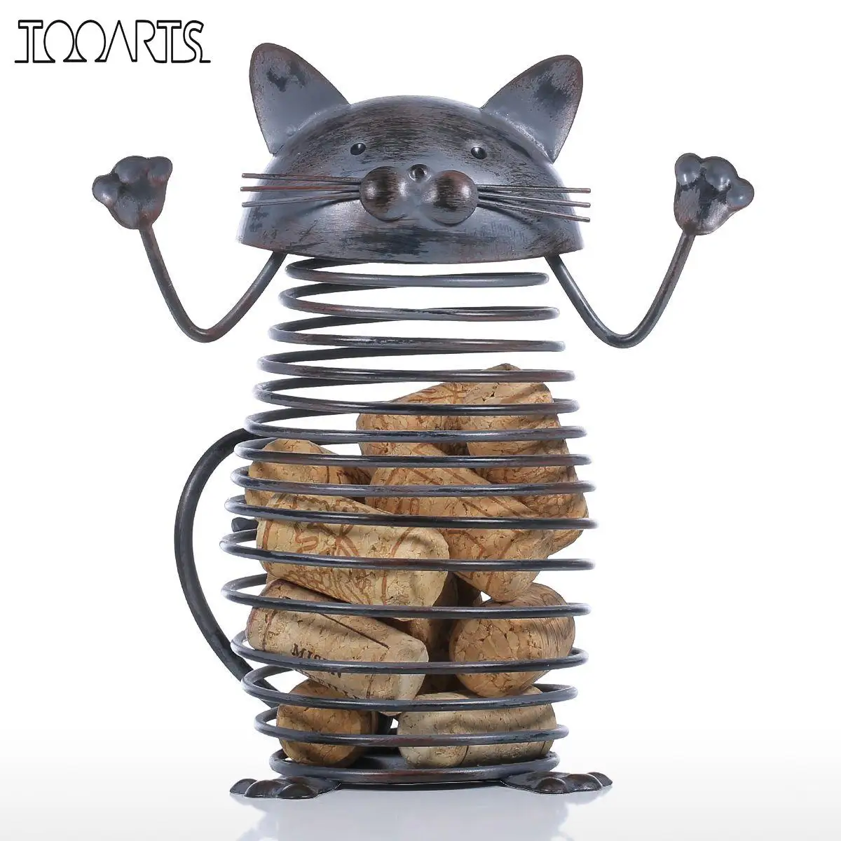 Tooarts пружинный Кот пробковый контейнер железная скульптура бутылочка для кошек