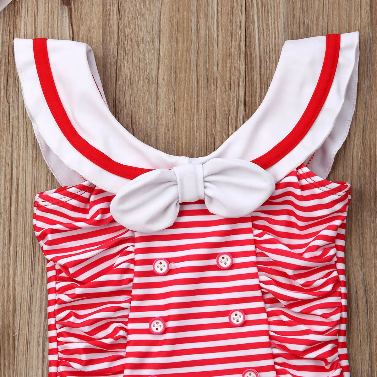 0-24M Newborn Baby Girl Swimsuit Striped Bow Swimwear Romper Hat 2PCS Swimming Beachwear Bathing Suit | Детская одежда и обувь