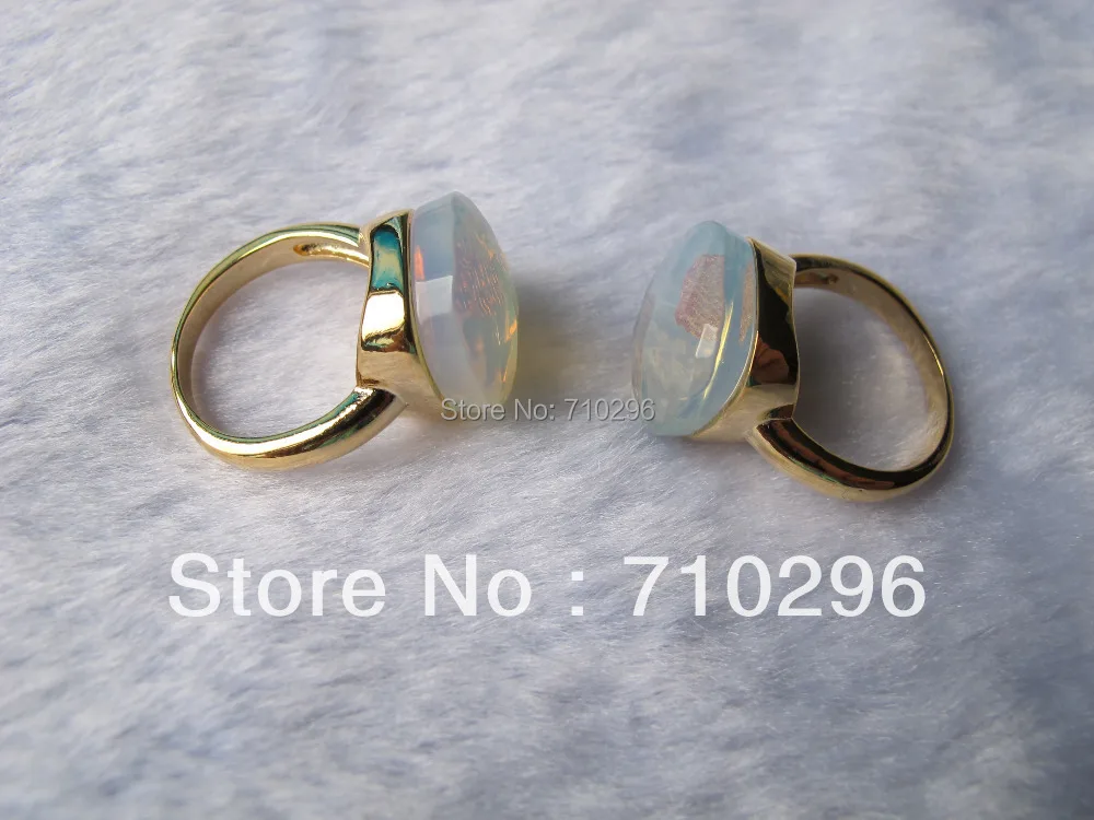 

Charming Brass ring Opalite gem stone ring fashion jewelry ring