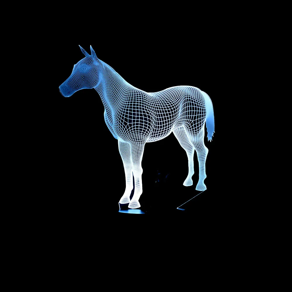 3d ночник в виде милой лошади светодиодная лампа с датчиком изменения цвета