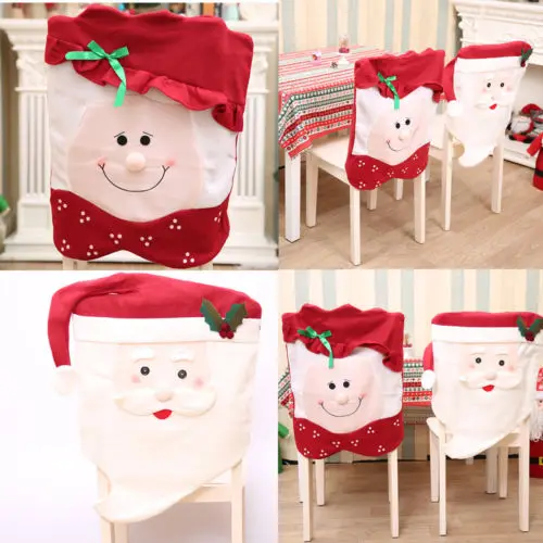 Новинка рождественские украшения для стульев обеденного стола Санта леди чехол