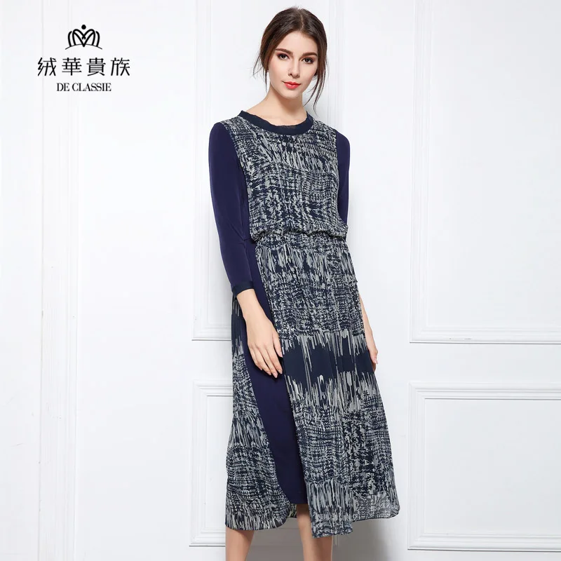 Весной и летом новые продукты Круглый воротник с длинными рукавами чтобы