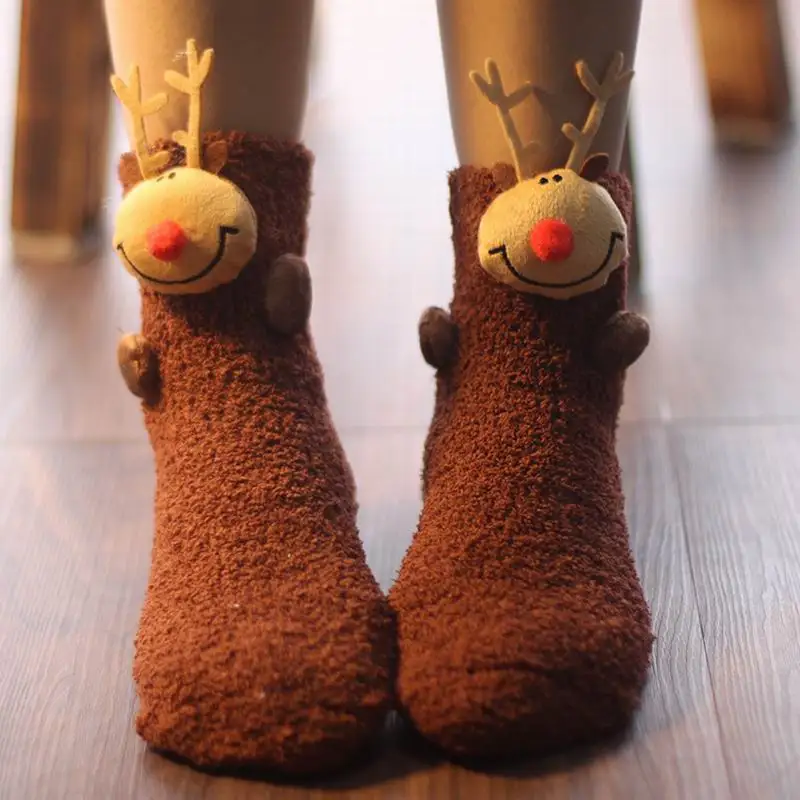 Высококачественные зимние рождественские носки для взрослых утепленные женские