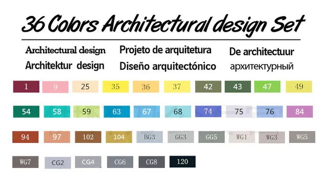 36 architectural Touchfive 36/48/60/72 Цвета художника с двойной головкой Маркер Комплект жирной алкогольных Эскиз маркер для рисования ручка для анимация дизайн Манга - Цвет: 36 architectural