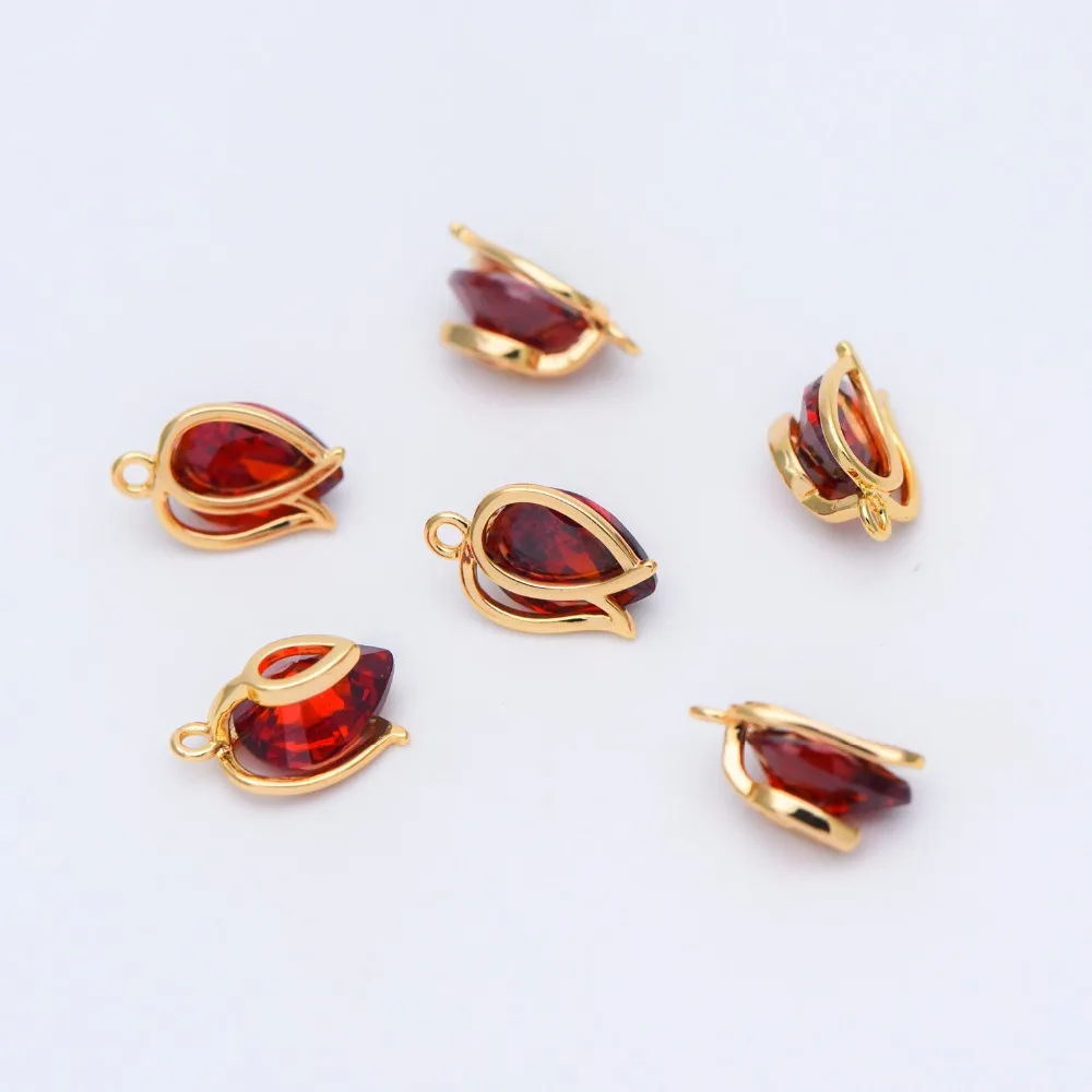 10 шт. подвески в виде золотого цветка с фианитом 12x8 мм | Украшения и аксессуары