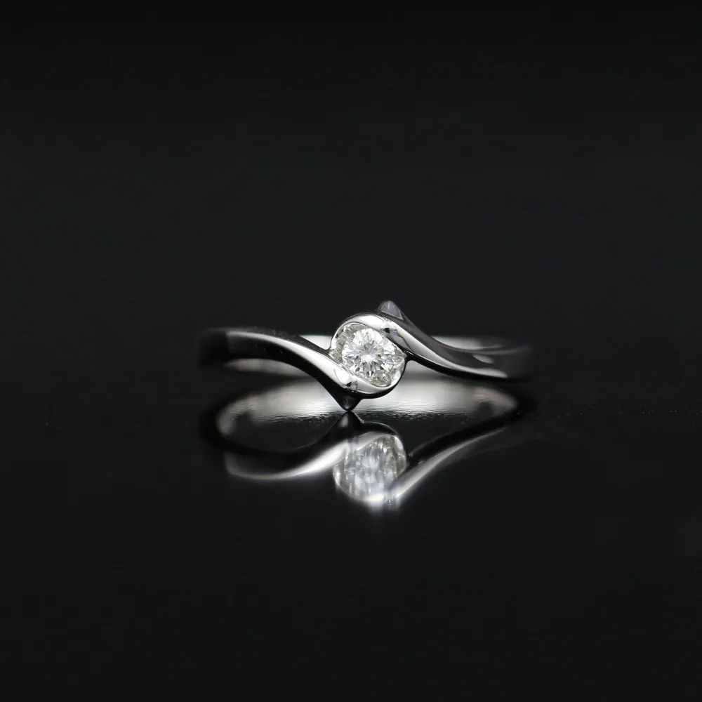 Lasamero 0.095 ct FG/VS круглой огранки современный Дизайн природных алмазов кольцо для