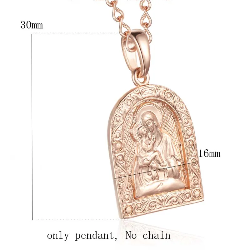 only pendant FJ женская мужская религия икона Божией Матери Кулон Мода 585 розовое золото цвет кулон ожерелья ювелирные изделия - Окраска металла: only pendant