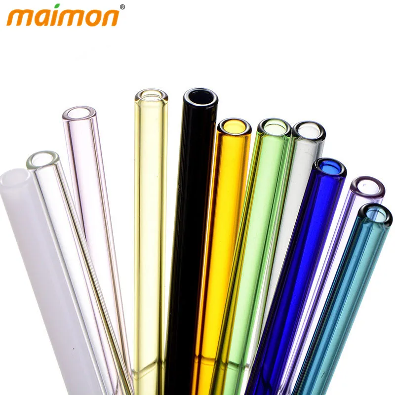 5 шт./компл. Экологичные красочные стеклянные соломинки Термостойкое стекло