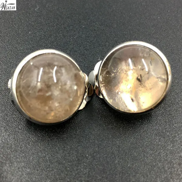 Smoke Crystal MC6984 Тигровый глаз лазурит малахит авантюрин опал Howlite Кристалл Unakite Jaspe Абалон раковина искусство овальные клипсы WB659 - Окраска металла: Smoke Crystal MC6984