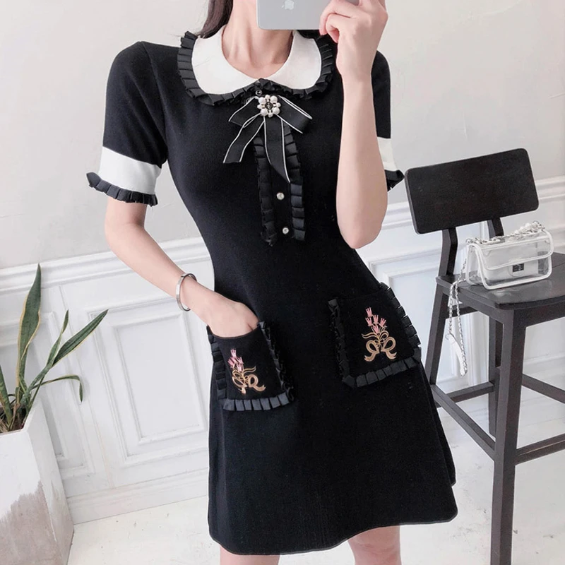 Женская одежда новое корейское темпераментное красивое тонкое вязаное платье с
