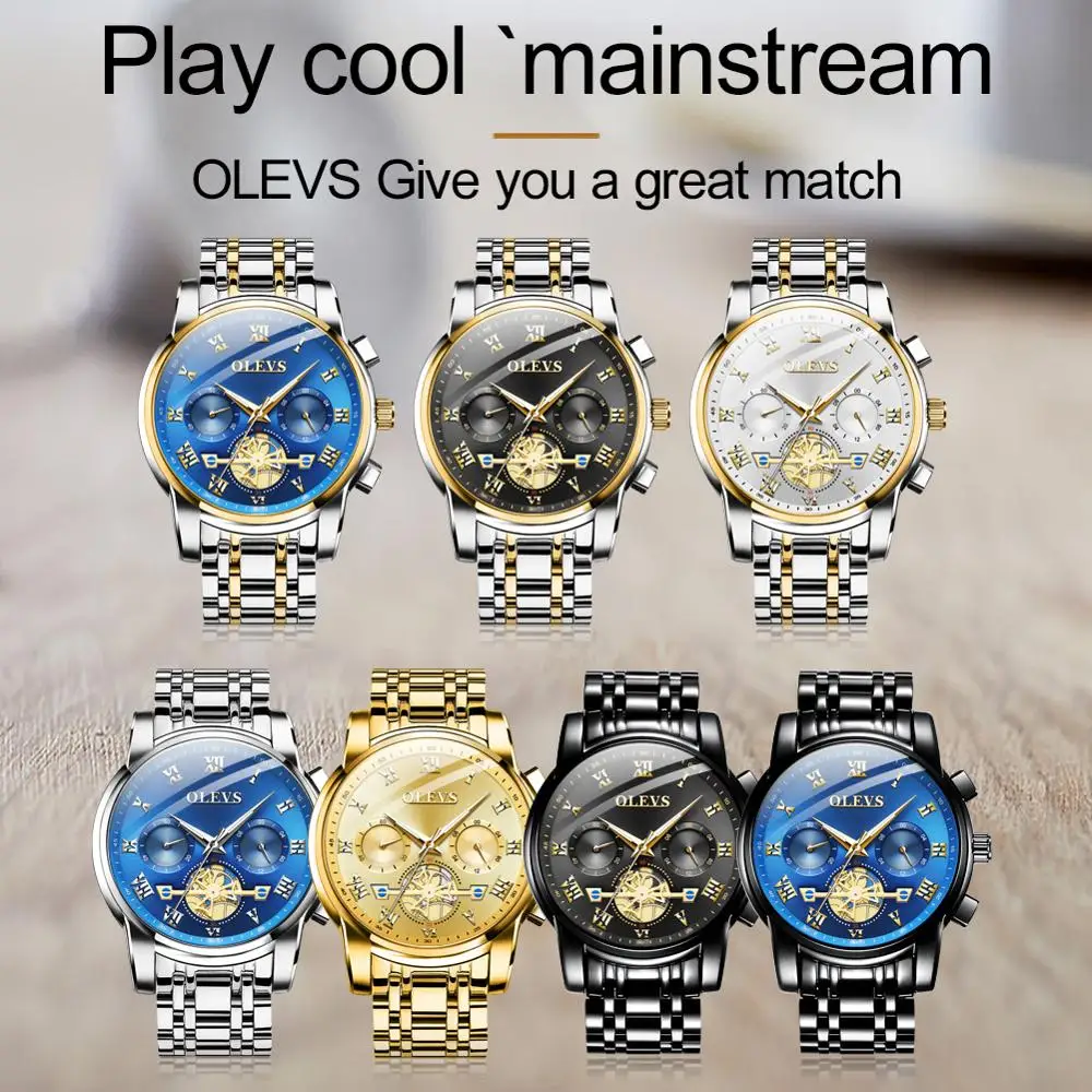 

OLEVS Mens Watches Top Brand Luxury Quartz Watch Men Full Steel Business Waterproof Sport quartz-Watch Relogio Masculino 2019