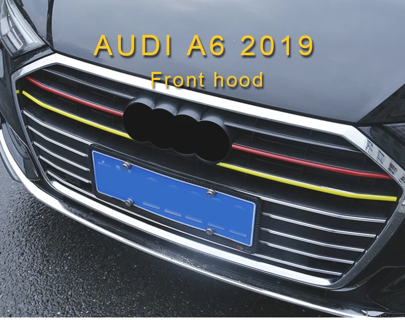 Для Audi A6 автомобильный Стайлинг передний капот средняя сетка бампер решетка рамка наклейка накладка внешние аксессуары