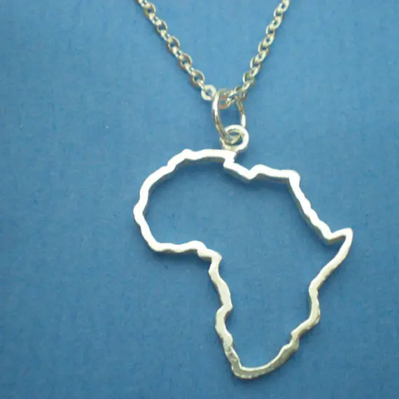 

10PCS Outline Africa Continent Necklace Country of South African Map Adoption Pendant Chain Necklaces Friends Collar Jewelry