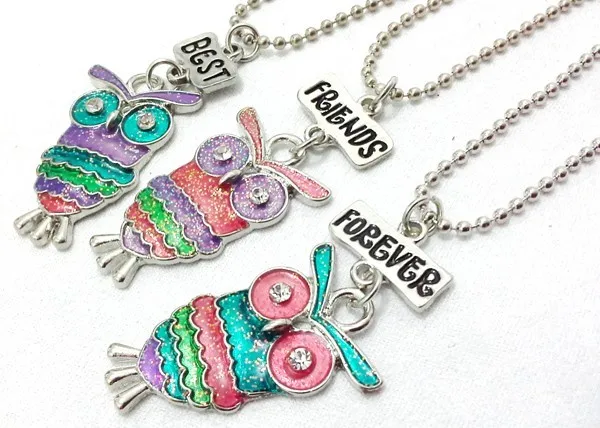 Ожерелье из эпоксидной смолы модный набор 3 лучших друзей навсегда разноцветное