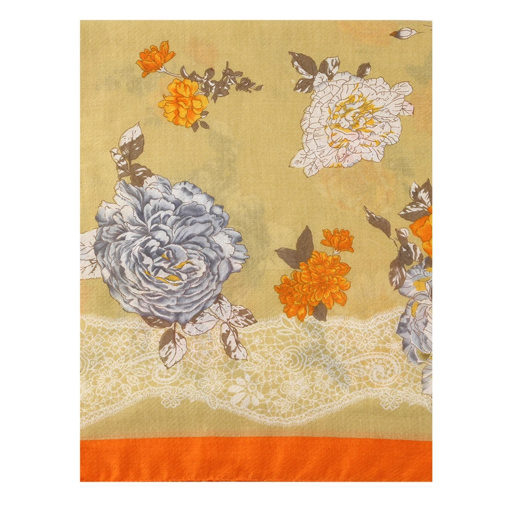 Новый Желтый Русский цветочный шарф FOXMOTHER Женский хиджаб шаль из пашмины пляжные