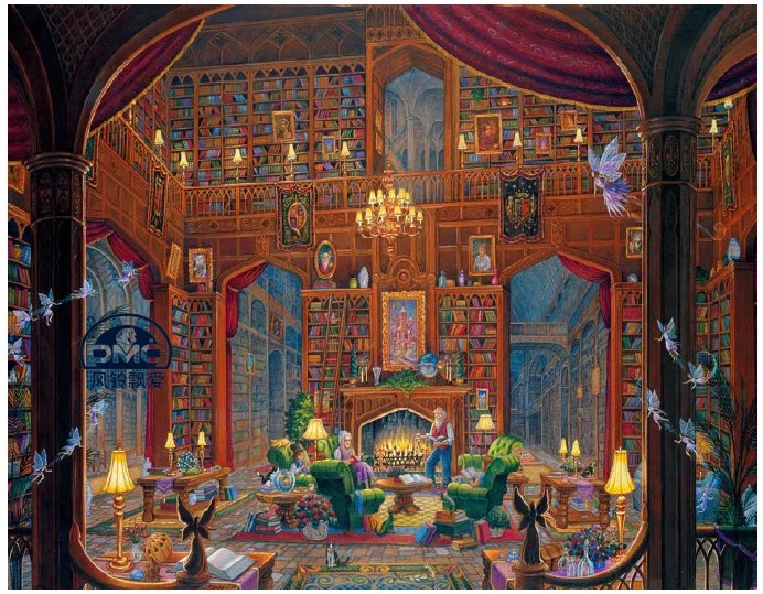 

oneroom Library Cross Stitch Kits Book Knowledge Painting Crafts Needlework 14CT Unprinted Embroidered Handmade Art DMC