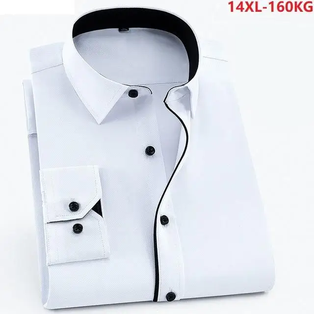 picture color Большой Размер 7XL 8XL 9XL осенняя и зимняя мужская 10XL 11XL 12XL 13XL 14XL 160 кг с длинными рукавами с отворотом деловая классическая белая рубашка - Цвет: picture color