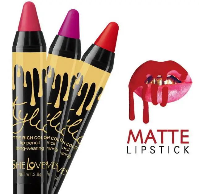 

24pcs/box Sheloves High Quality Matte Lip Lipstick Makeup Lasting 24hr Lip Sexy Lip Pencil Matte Rich Color Free Shipping