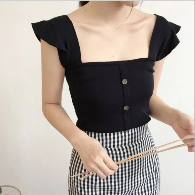 Camisoles for women V-neck knitted suspender waistcoat Colour striped sling undercoat Wearable throughout the year | Женская одежда