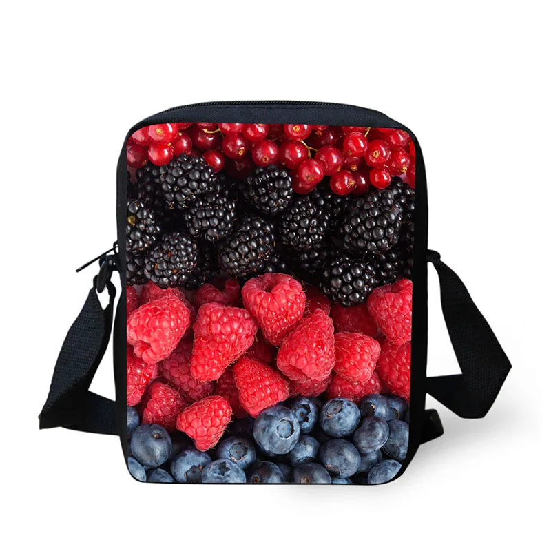 Маленькая сумка-мессенджер с принтом фруктов и еды горизонтальная сумка для