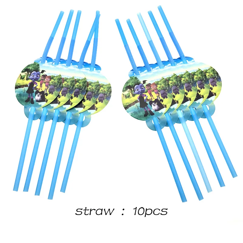 straw 10pcs Vampirina девушка Theame с днем рождения одноразовая посуда тарелки чашки воздушный шар соломинка детский душ принадлежности для девочек - Цвет: straw 10pcs