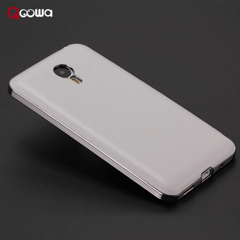 New arrival 7 Color Top Quality Luxury leather Back cover For meizu m2 note case with electroplate PC frame |
