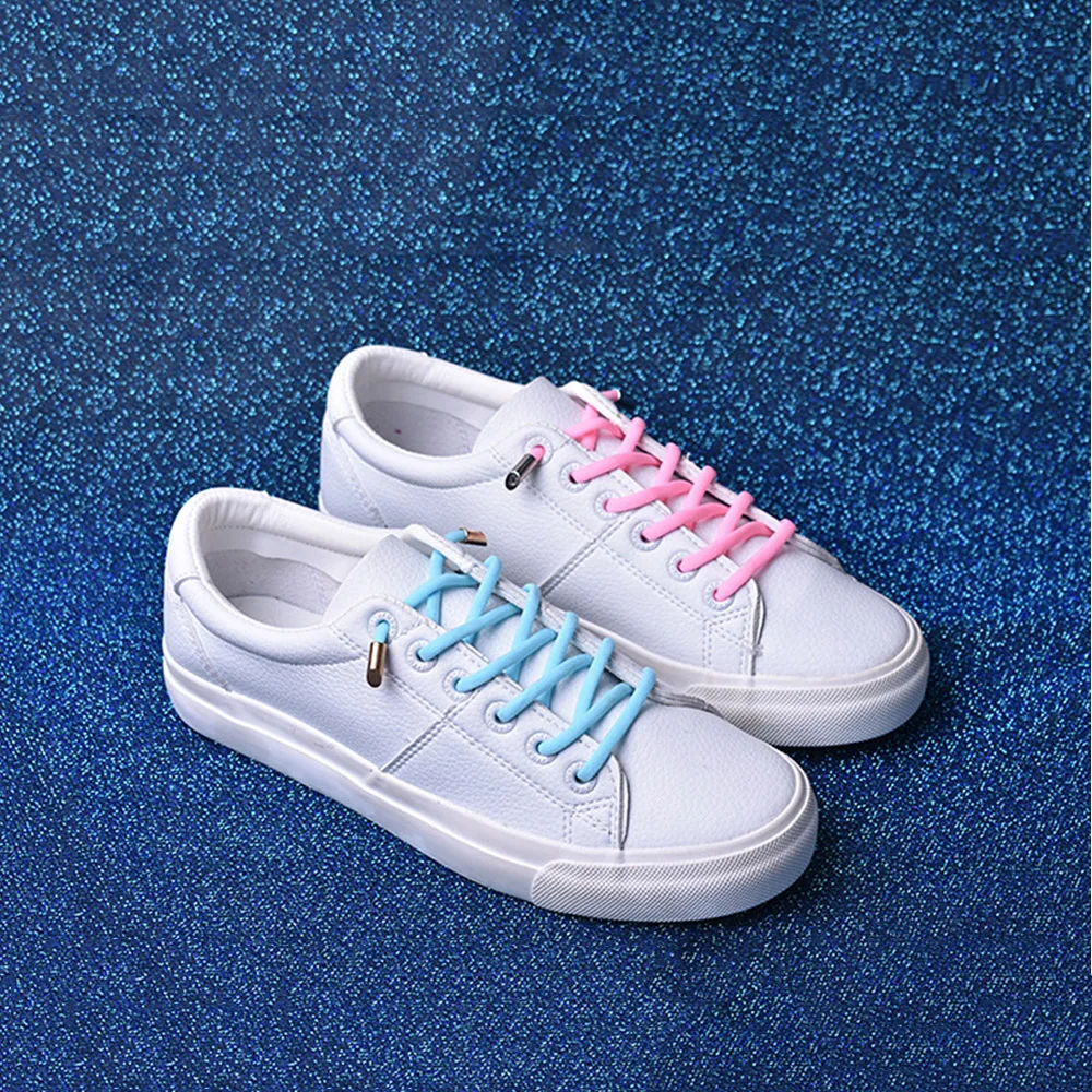 New 1pair Elastic Rubber Shoe Lace Stretching Locking lazy-Free shoelaces DIY Easy Bootlaces Safe Shoelace Rope String | Спорт и